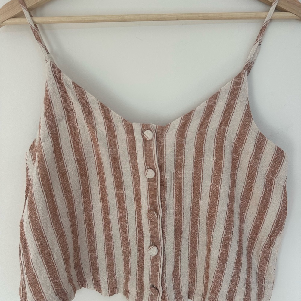 Dex Brown‎ and Cream Striped tank cropped size M